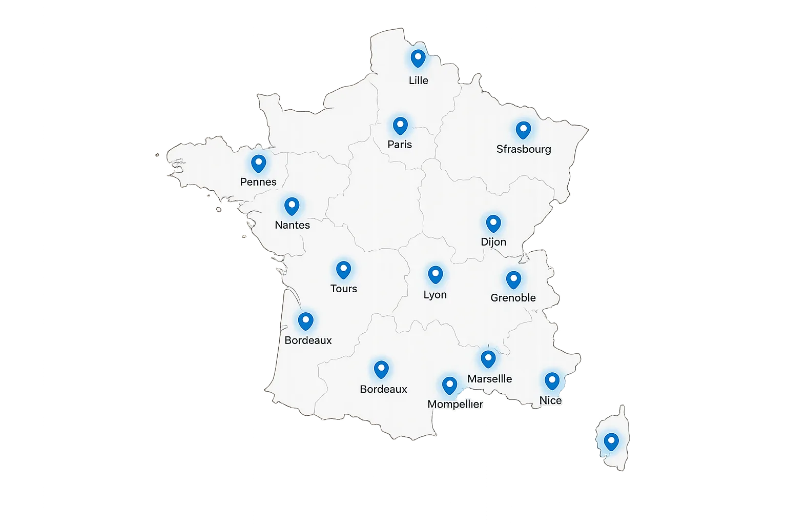 Carte de France - réseau ShanoX